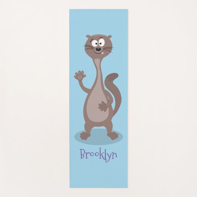 Funny weasel cartoon illustration yoga mat (Front)