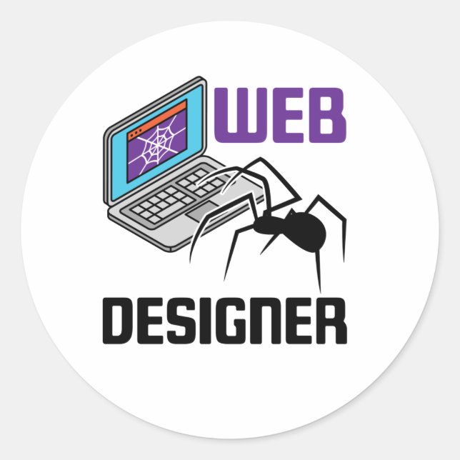 Funny Web Designer Spider Website Design Classic Round Sticker (Front)