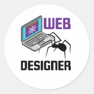 Funny Web Designer Spider Website Design Classic Round Sticker