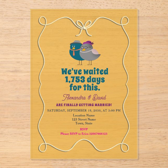 Funny Wedding Acrylic Invitations (Front)
