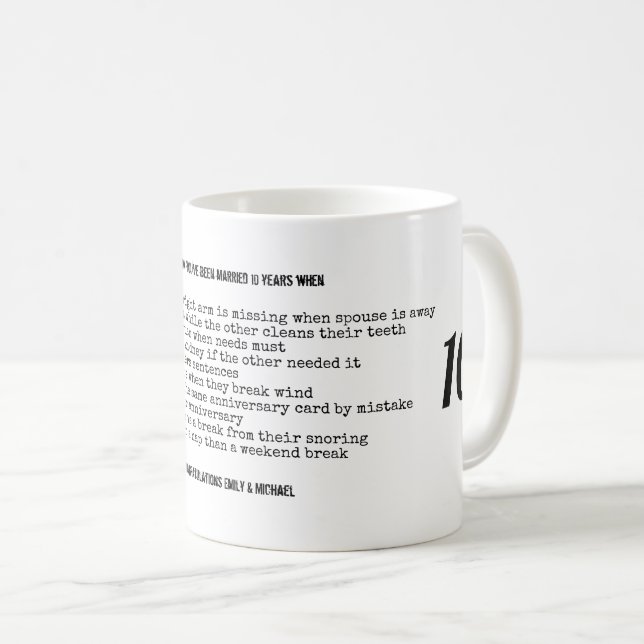 FUNNY Wedding Anniversary ANY YEARS Personalised Coffee Mug (Front Right)