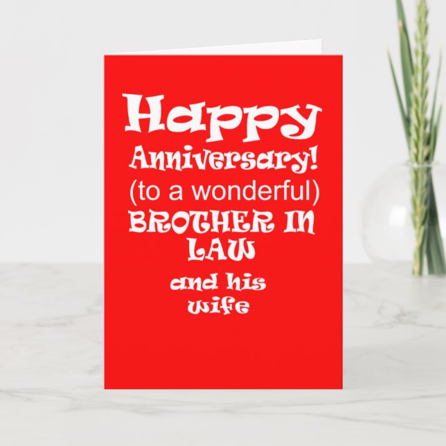 Funny wedding anniversary brother in law card (Front)