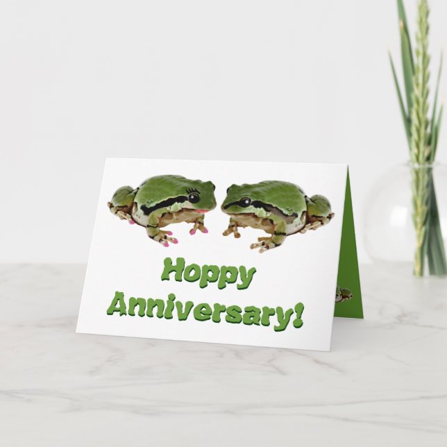 Funny Wedding Anniversary Frog Couple Photos Card (Front)