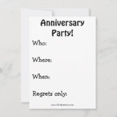Funny Wedding Anniversary Party Invitations (Back)