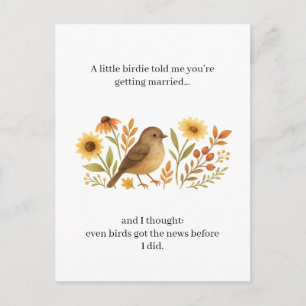 Funny Wedding Birdie Quote   Sarcastic Marriage  Holiday Postcard