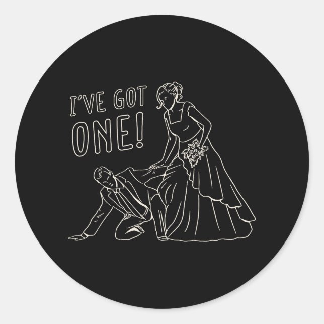 Funny Wedding Bride And Groom Design  Classic Round Sticker (Front)