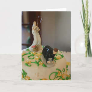 Funny wedding card fishing bride catching groom
