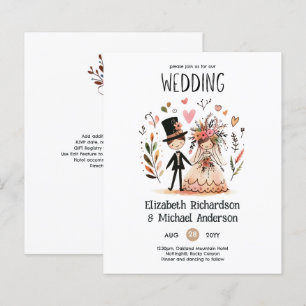 Funny Wedding Cartoon Bride Groom Handdrawn