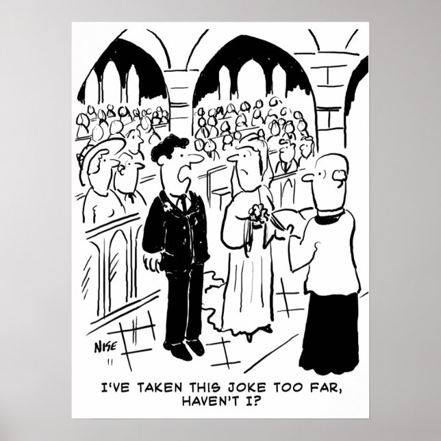 Funny Wedding Cartoon - Bridegroom Practical Joke Poster (Front)