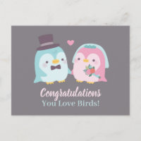 Funny Wedding Congratulations Penguin Love Birds