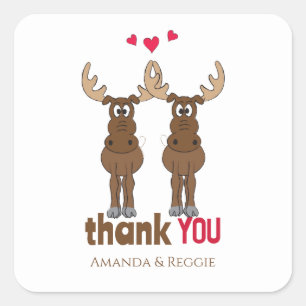 Funny Wedding Cute Humour Thank You Fun Moose Square Sticker