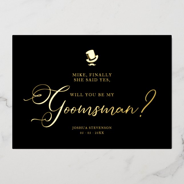 Funny Wedding Groomsman Minimalist Proposal Card (Front)