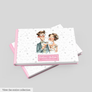 Funny Wedding Guest Book Quirky Watercolor Couple