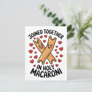 Funny Wedding Pasta Engagement Joined Together Holiday Card
