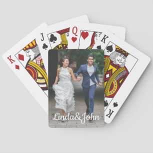 Funny wedding photo, classic script, custom playing cards