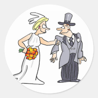 Funny Wedding Picture Classic Round Sticker