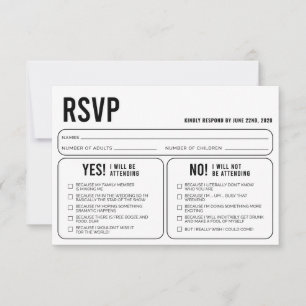 Funny Wedding Response RSVP Enclosure Card