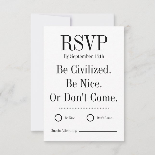 Funny Wedding RSVP Card (Front)