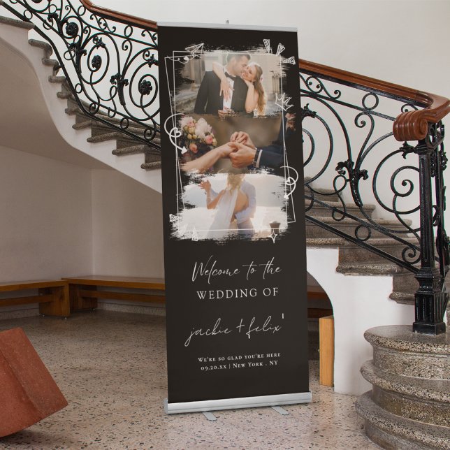 Funny Wedding Welcome with Custom Photos Retractable Banner (Creator Uploaded)