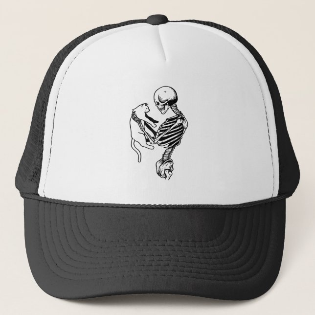 FUNNY WEDNESDAY CAT HALLOWEEN CAT SPOOKY CAT SCARY TRUCKER HAT (Front)