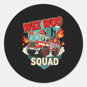 Funny Wee Woo Squad Fire Department Firefighter Fi Classic Round Sticker