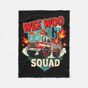 Funny Wee Woo Squad Fire Department Firefighter Fi Fleece Blanket