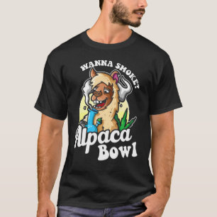 Funny Weed Alpaca Bowl Cute Pot Smoking Alpaca Wee T-Shirt