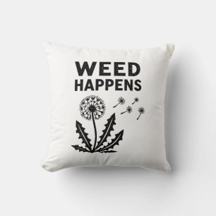 Funny Weed Happens Vintage Dandelion Ink Stamp Art Cushion