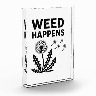 Funny Weed Happens Vintage Dandelion Ink Stamp Art Photo Block