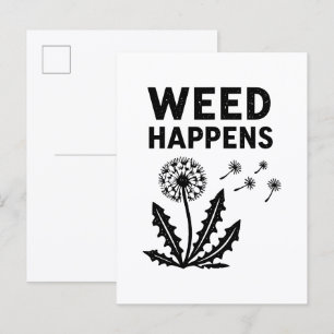 Funny Weed Happens Vintage Dandelion Ink Stamp Art Postcard