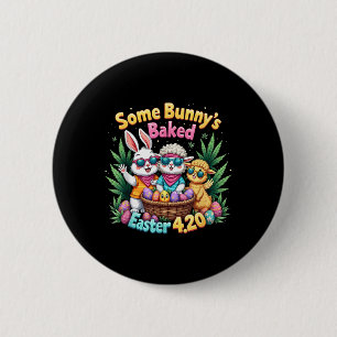 Funny Weed Smoking Rabbit Day Easter Bunny  6 Cm Round Badge