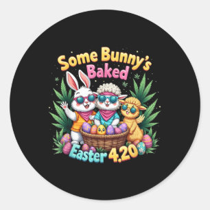 Funny Weed Smoking Rabbit Day Easter Bunny Classic Round Sticker