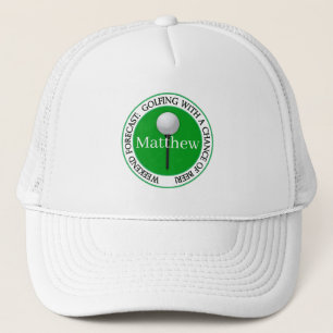 Funny Weekend Forecast Golf Ball Baseball  Trucker Hat