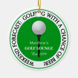 Funny Weekend Golf Lounge / Bar  Ceramic Tree Decoration
