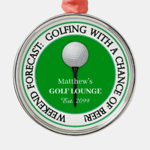 Funny Weekend Golf Lounge / Bar Metal Tree Decoration