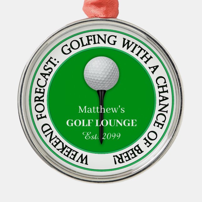 Funny Weekend Golf Lounge / Bar  Metal Tree Decoration (Front)