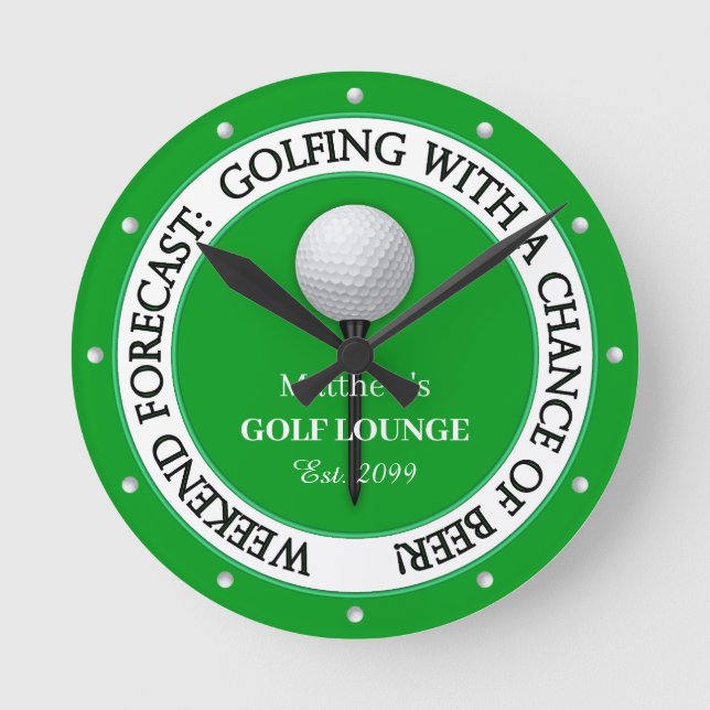 Funny Weekend Golf Lounge / Bar Wall Clock (Front)