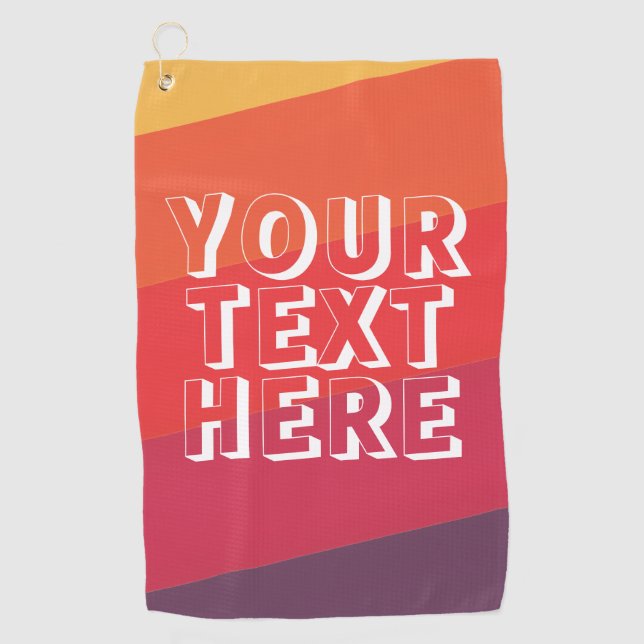 Funny Weekend Scramble Retro Sunset Add Text Golf Towel (Front)