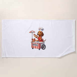 Funny Weenie Dachshund Dog Sausage Hotdog Sandwich Beach Towel