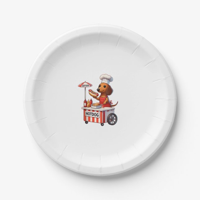 Funny Weenie Dachshund Dog Sausage Hotdog Sandwich Paper Plate (Front)