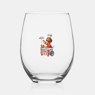 Funny Weenie Dachshund Dog Sausage Hotdog Sandwich Stemless Wine Glass