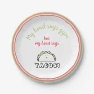 Funny Weight Loss Fitness pink Paper Plate