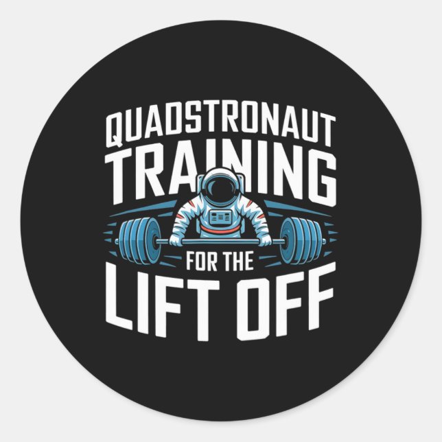 Funny Weightlifting Bodybuilding Gym Fitness Astro Classic Round Sticker (Front)