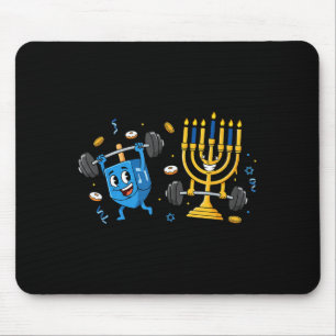 Funny Weightlifting Gym Dreidel Menorah Hanukkah W Mouse Mat