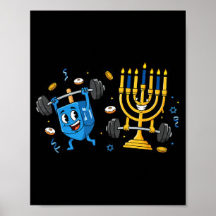 Funny Weightlifting Gym Dreidel Menorah Hanukkah W Poster