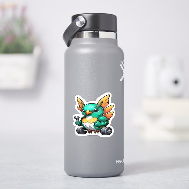 Funny Weightlifting Hummingbird Sticker (HydroFlask)