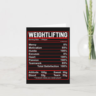 Funny Weightlifting Nutrition Facts Bodybuilding  Card
