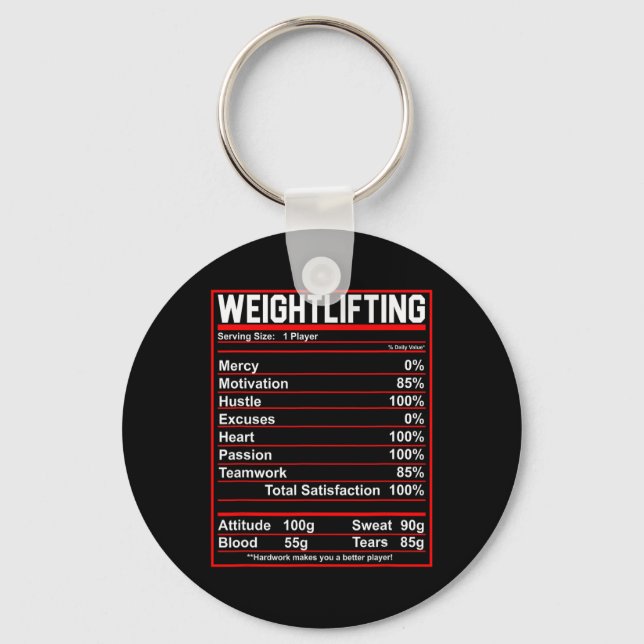 Funny Weightlifting Nutrition Facts Bodybuilding  Key Ring (Front)