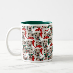 Funny Weimaraner Christmas Pattern Two-Tone Coffee Mug