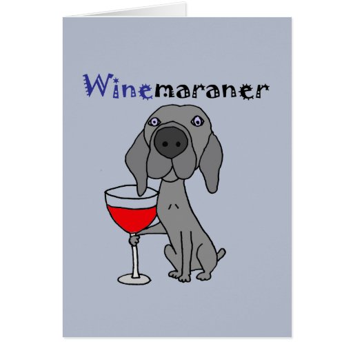 Image of Funny Weimaraner Dog Drinking Red Wine